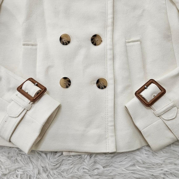 NWT Ann Taylor Women's Cream Double Button Collared Jacket. Size 4P - Picture 3 of 13